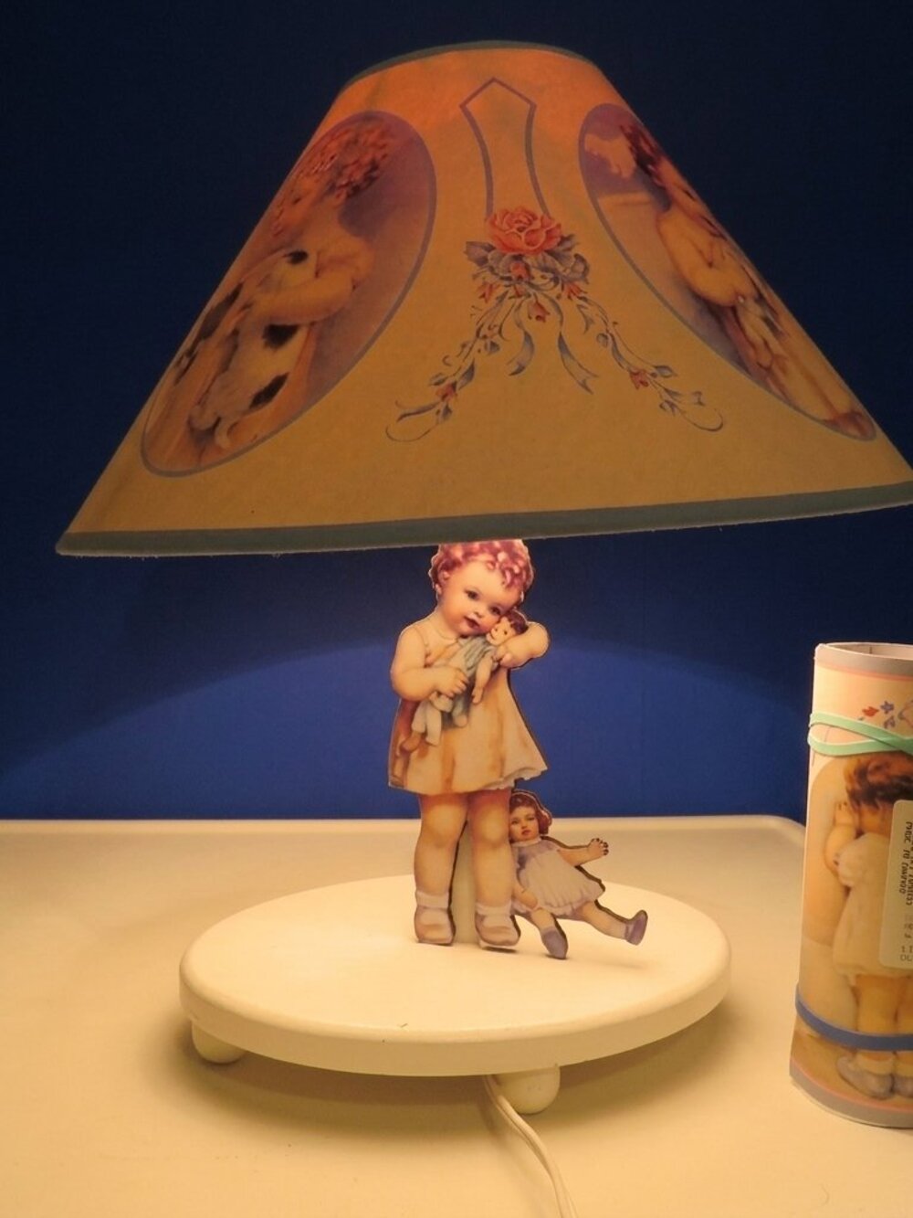Vintage 50s Retro Nursery Lamp & Wallpaper Border Bessie Pease Gutmann Style Set
